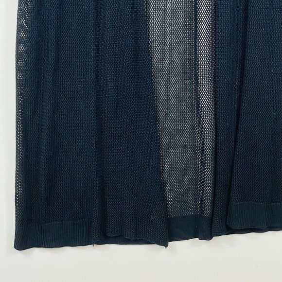 Soft Surroundings Black Mesh Knit Open Cardigan Sweater Vest Womens One Size - Picture 3 of 7